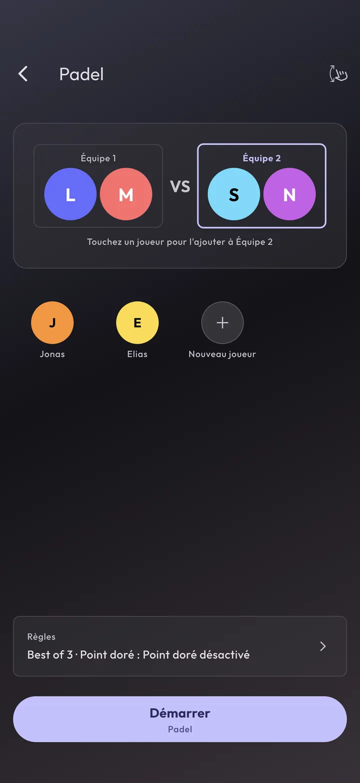 Lance le match sur le téléphone