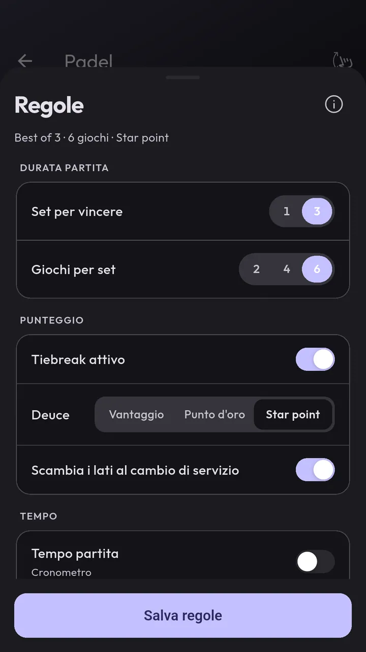 Imposta le regole