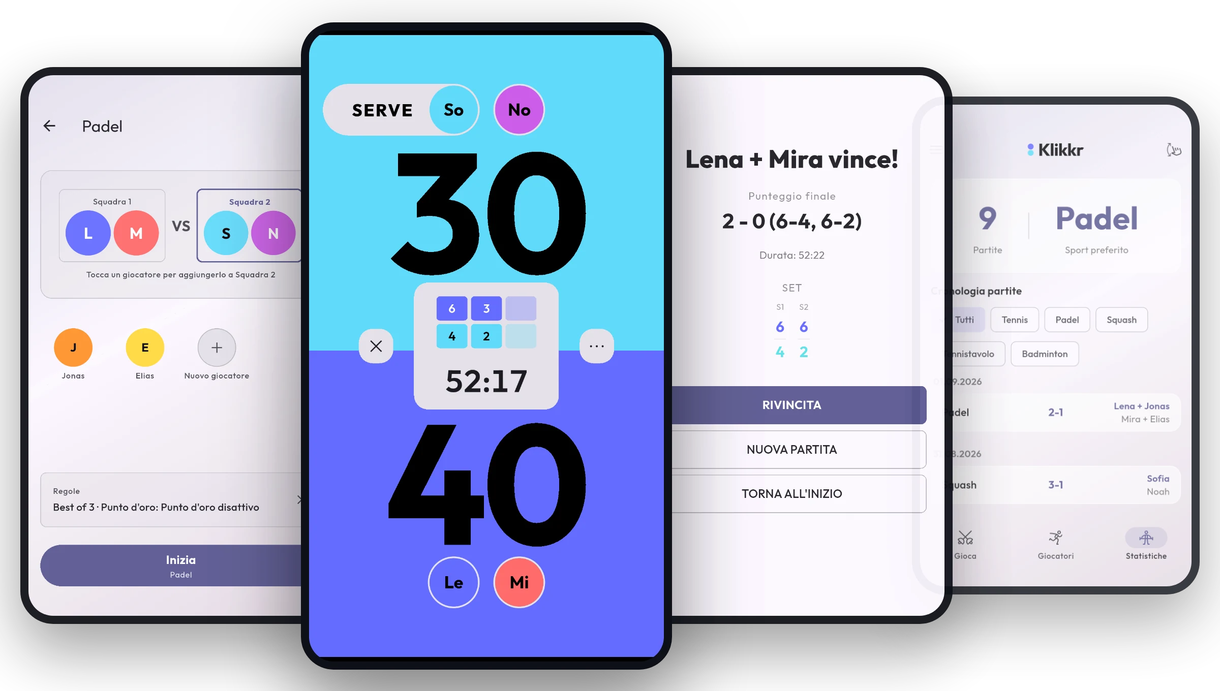 Il percorso di una partita nell’app Klikkr